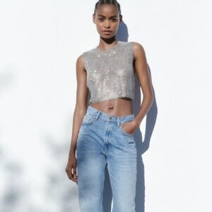 BLOGGER'S FAVE! Zara Open Back Rhinestone Diamond Top Backless Glam Chainmail